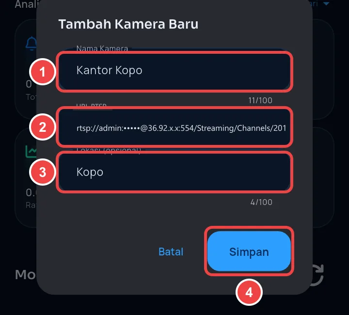 Add New Camera form